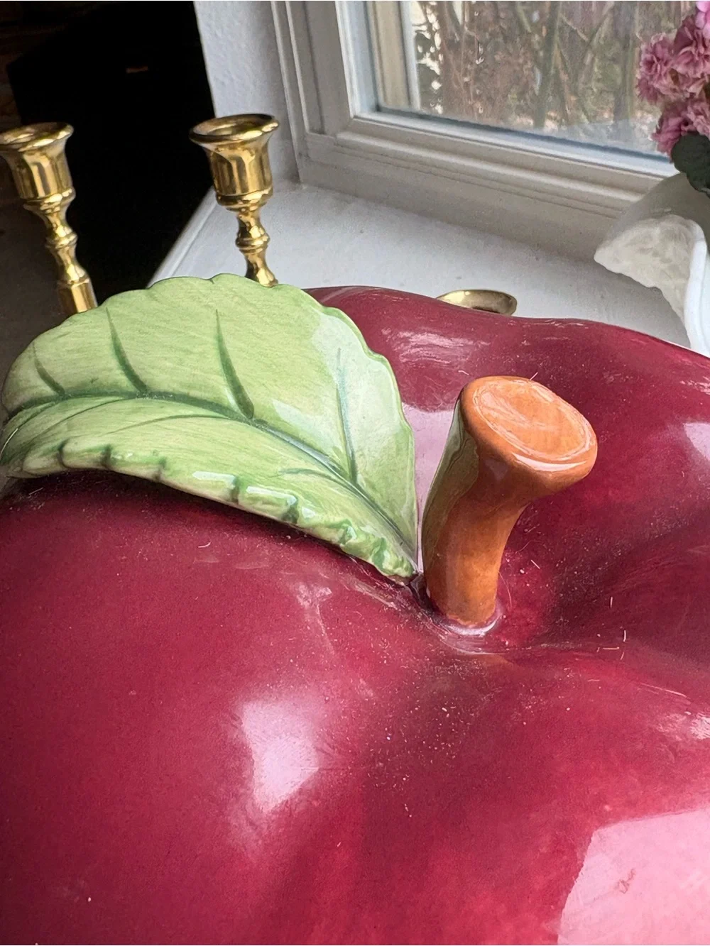 Decorative Ceramic Apple Jar - Red